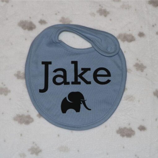 Personalised Baby Bib - Blue Elephant