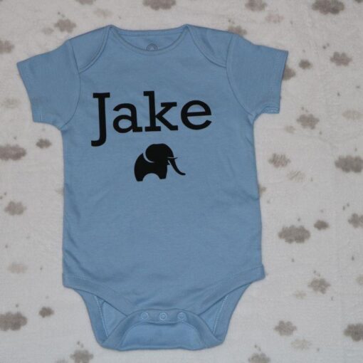 Personalised Baby Vest - Blue Elephant