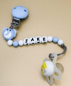 Personalised Dummy Clip - Blue Elephant