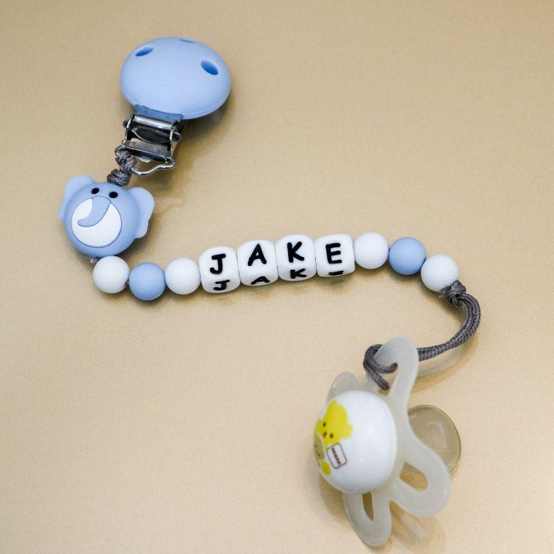 Personalised Dummy Clip - Blue Elephant