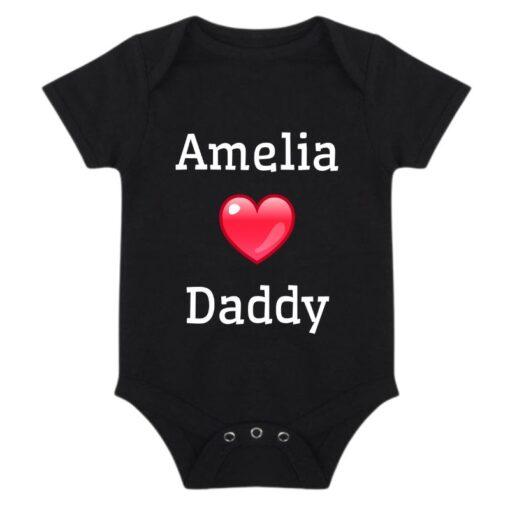 Baby Hearts Daddy - Black Baby Vest