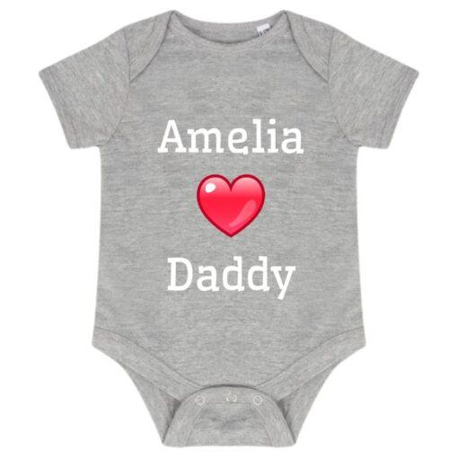 Baby Hearts Daddy - Grey Baby Vest