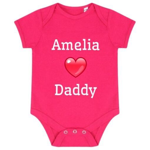 Baby Hearts Daddy - Hot Pink Baby Vest