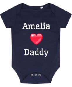 Baby Hearts Daddy - Navy Blue Baby Vest