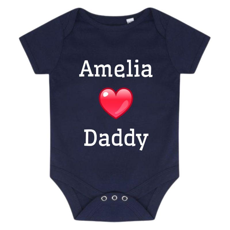 Baby Hearts Daddy - Navy Blue Baby Vest