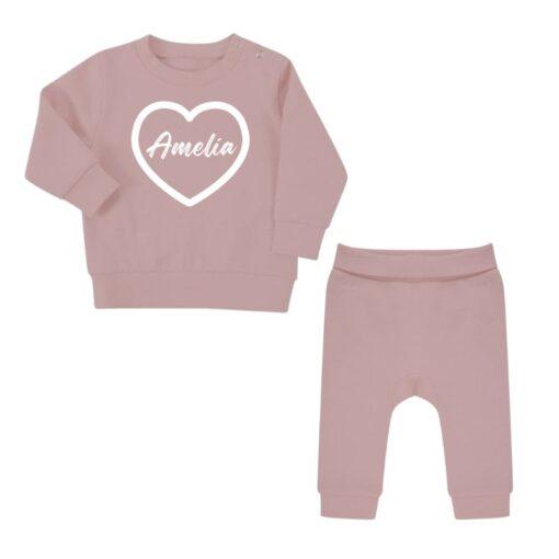 Love Heart Personalised Baby Tracksuit - Pink