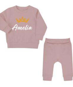 Personalised Crown Baby Tracksuit - Pink