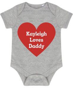 Personalised Red Heart I Love Daddy Baby Grow - Grey