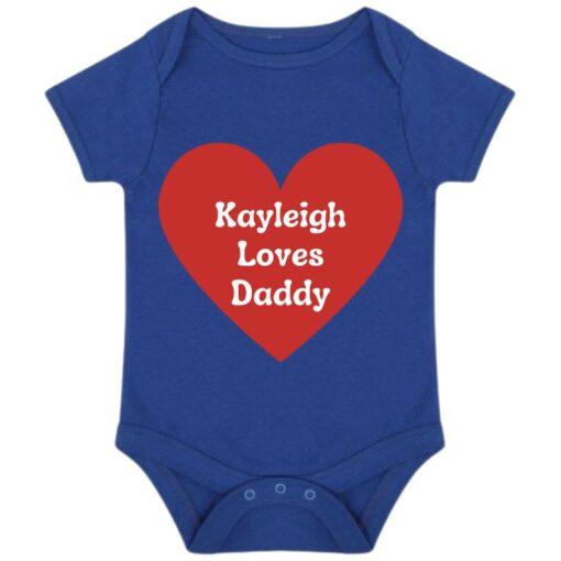 Personalised Red Heart I Love Daddy Baby Grow - Royal Blue