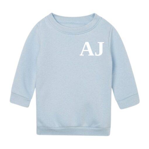 Custom Baby Jumper With Initials - Dusty Blue