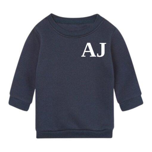 Custom Baby Jumper With Initials - Navy Blue