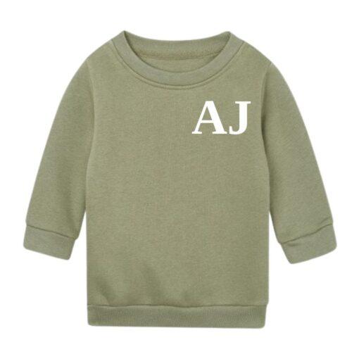 Custom Baby Jumper With Initials - Olive